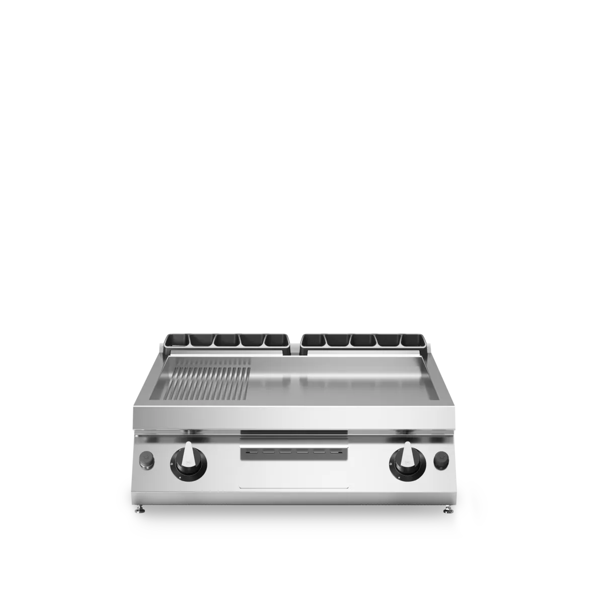 Gas Grill 1/3 Smooth Plate 2/3 Ribbed Plate Top Version 12kW Stainless Steel - Modular Made in Italy