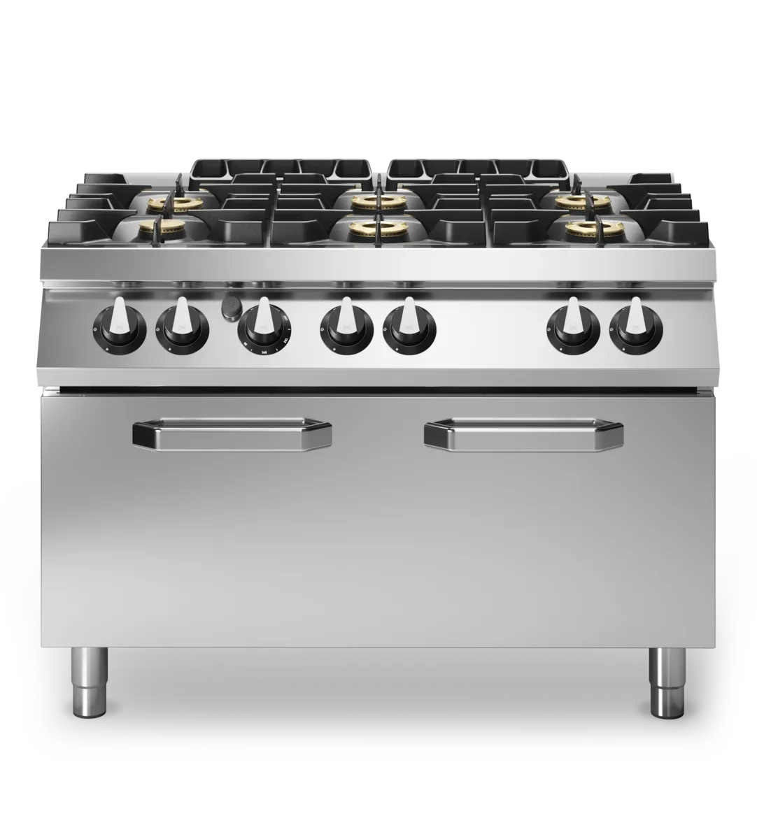 Gas Cooker 6 Gas Ranges on Gas Maxi Oven Stainless Steel - Modular