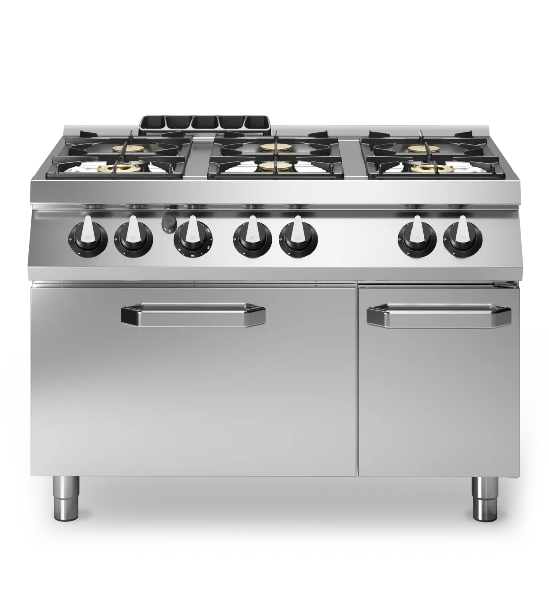 Gas Cooker 6 Gas Ranges on Standard Gas Oven Stainless Steel - Modular