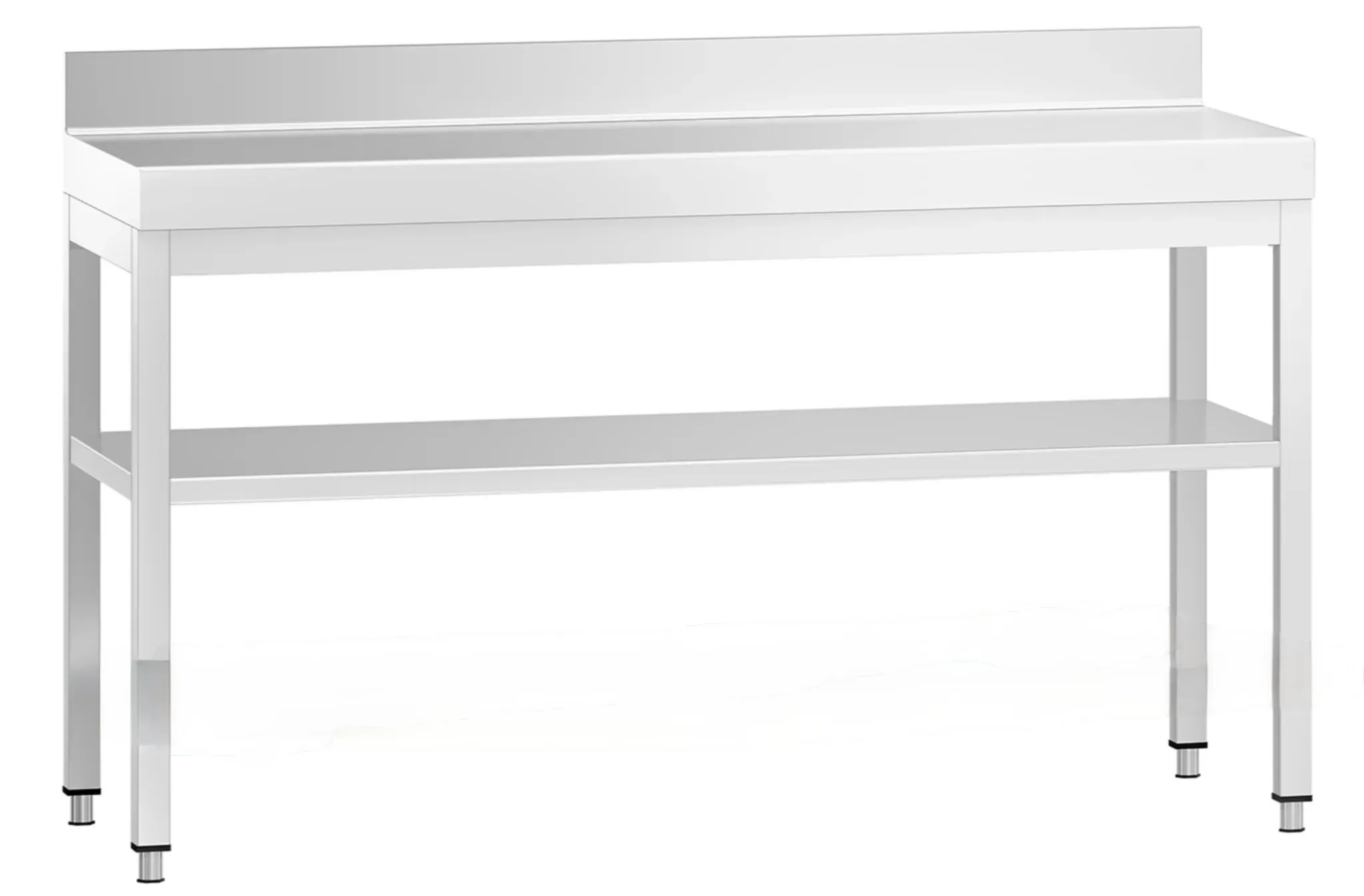 Work Table With Middle Shelf & Backsplash