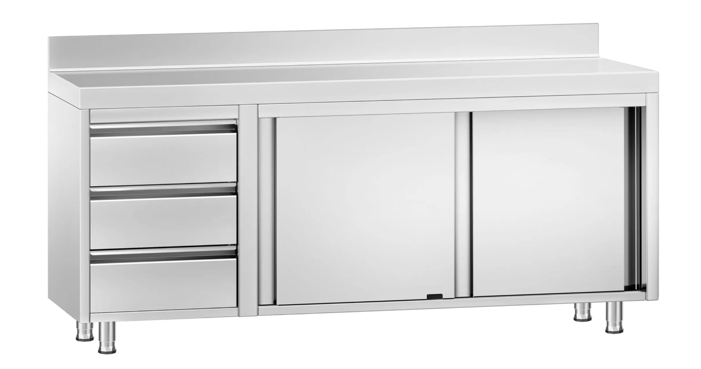 Work Base Cabinet With 3 Drawers (Left) With Backsplash